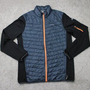 Eddie Bauer Puffer Jacket Men LT Large-Tall Blue/Black  Free Heat Zip out Collar